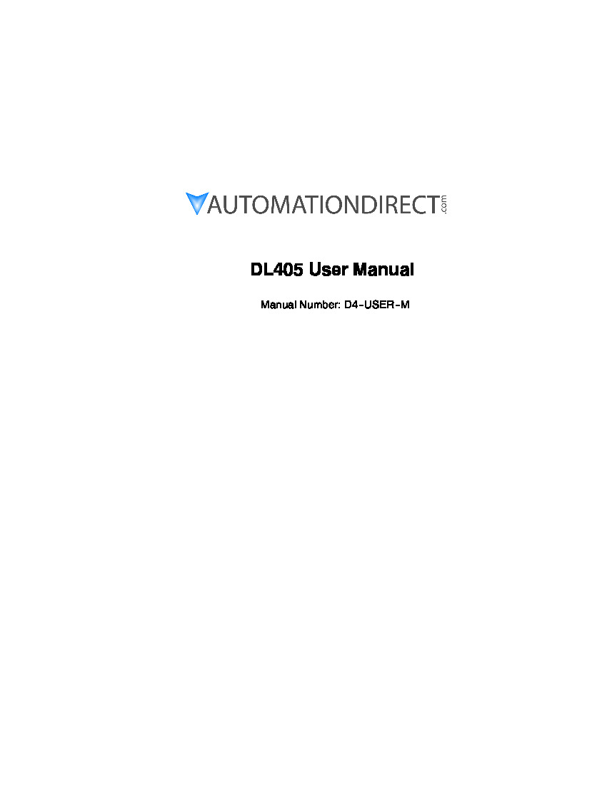 First Page Image of D4-EE-2 DL405 User Manual D4-USER-M.pdf